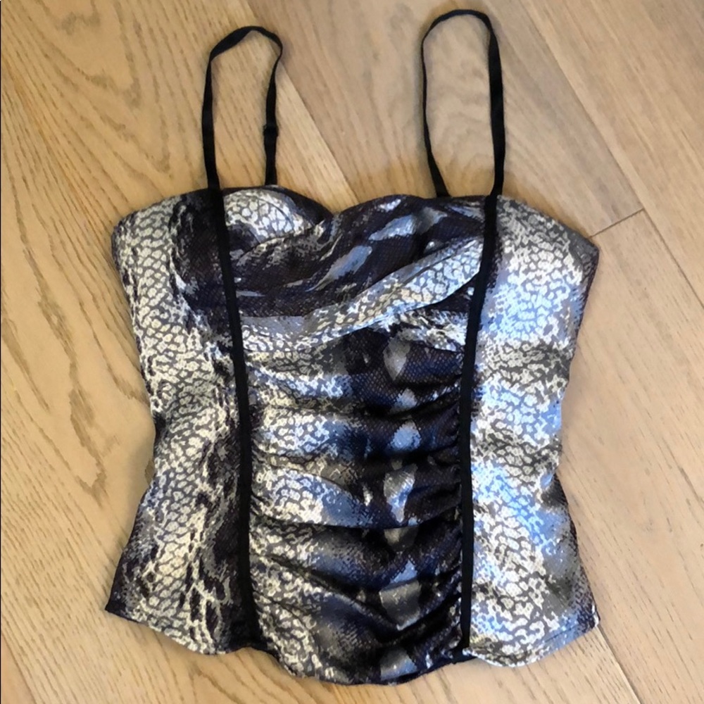 Bebe Silk Satin Python Skin Pattern Top - image 1